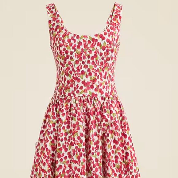 NWT J.Crew Fit-and-flare mini dress in raspberry print, size 8 - Picture 5 of 6